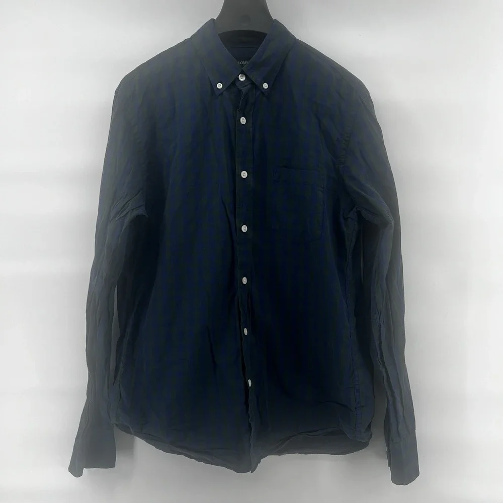 J.Crew Plaid Button-Down Shirt‎ Men's Size M Blue Green  Cotton